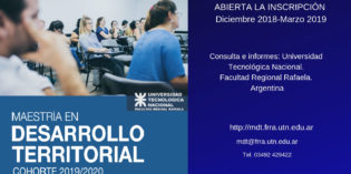 Inscripción abierta Maestría en Desarrollo Territorial. Rafaela